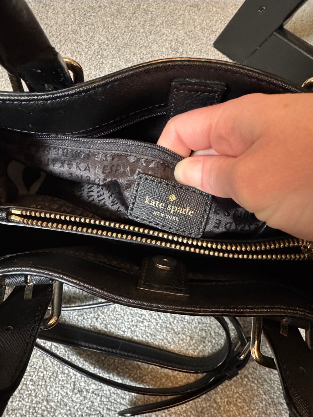kate spade Black Saffiano Leather Top-Handle Satchel with Strap - Picture 3 of 8